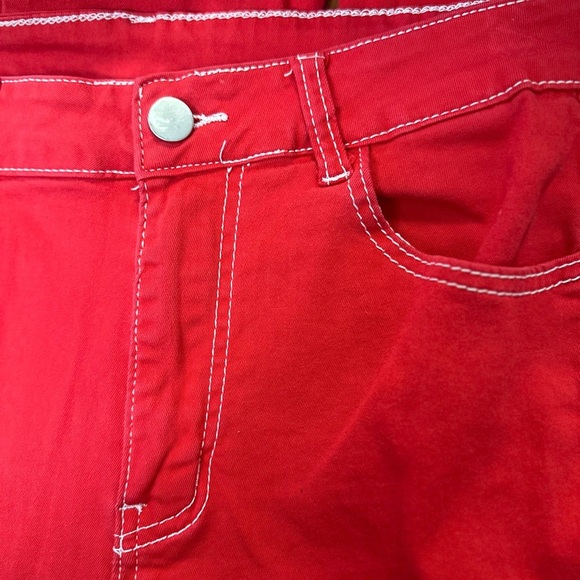 SHEIN Red Skinny Pants with Tapered Fit - Picture 3 of 7